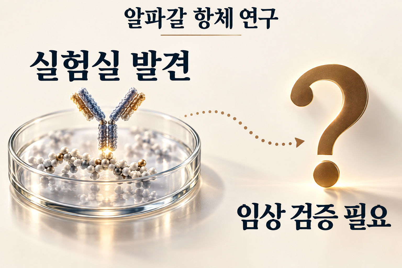 알파갈 항체의 실험실 발견과 앞으로 필요한 임상 검증을 구분한 그림