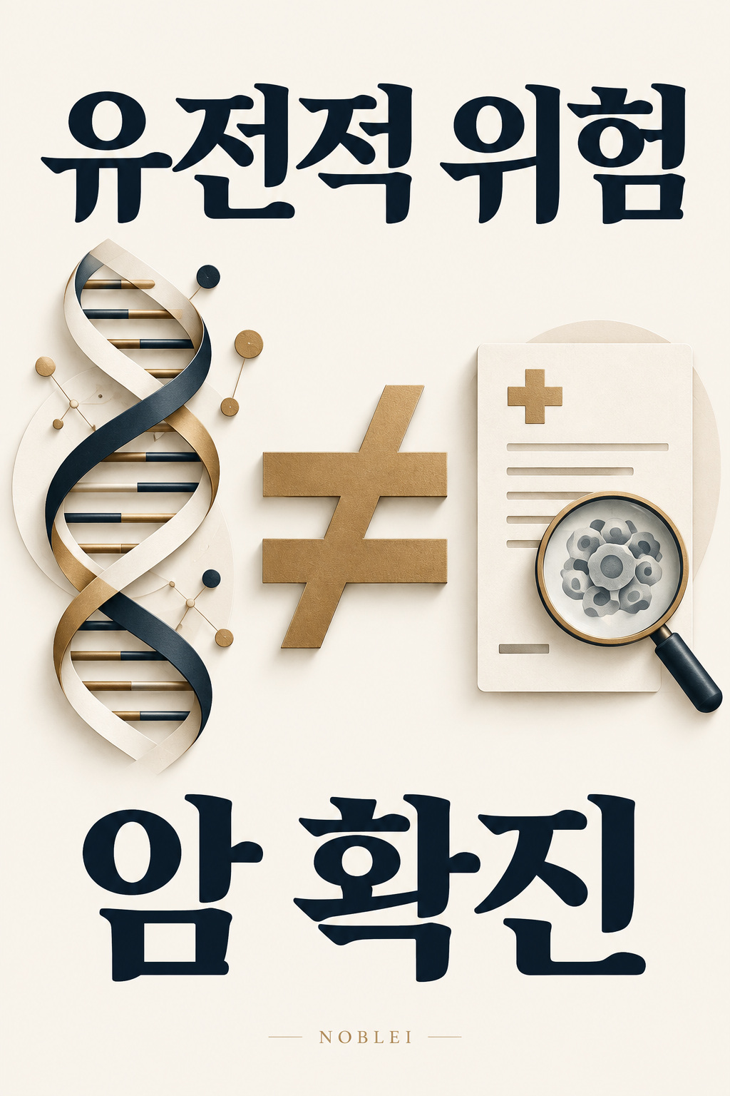 유전적 위험이 암 확진과 같지 않음을 보여주는 DNA와 진단 자료 비교 그림